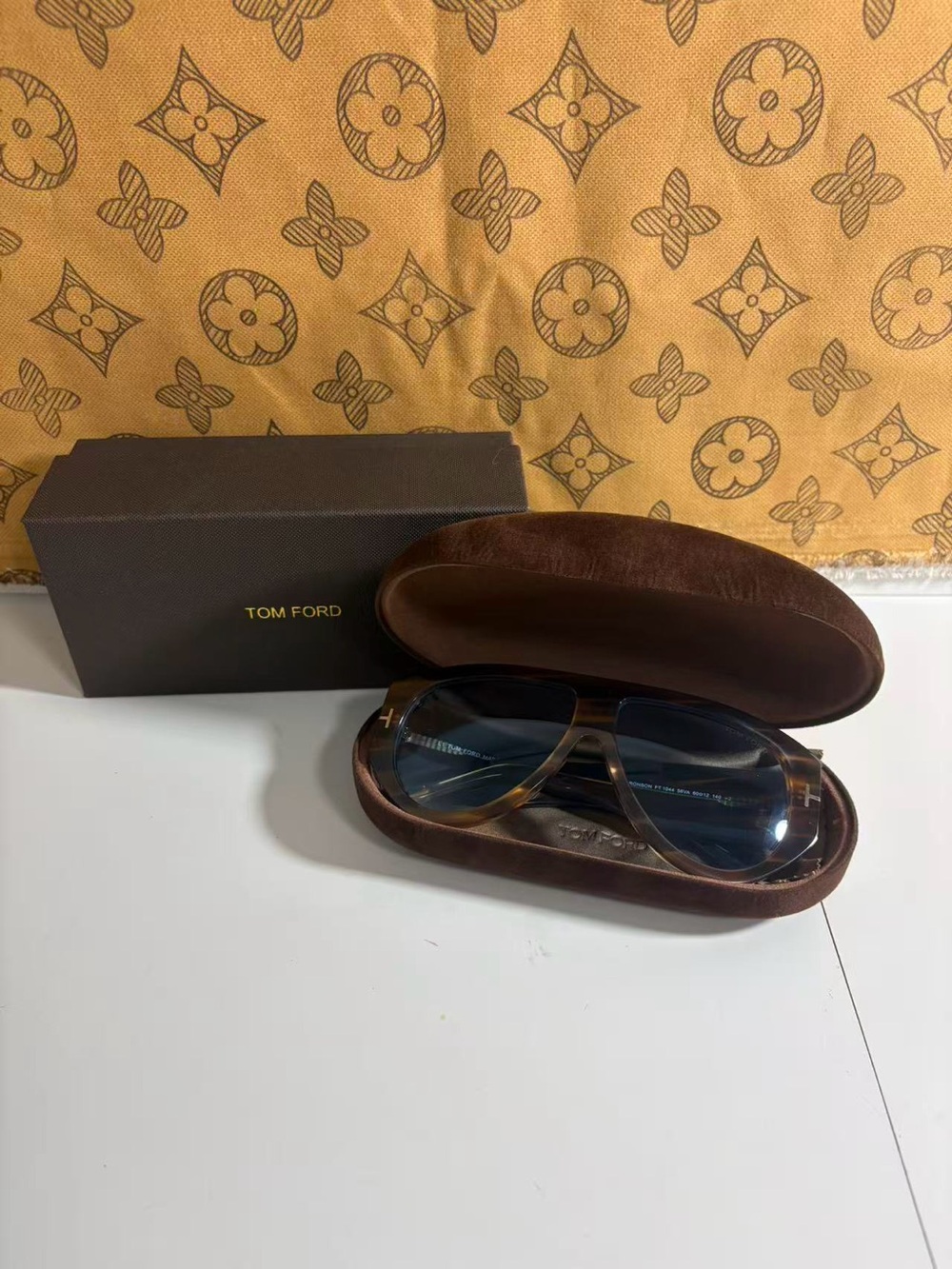 Tom Ford Women's Tortoiseshell Aviator Sunglasses with Blue Lenses